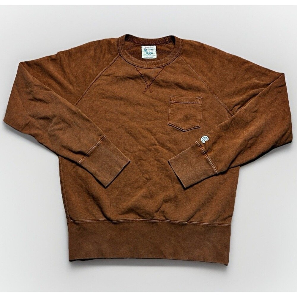Champion x Todd Snyder Crewneck Pocket Sweatshirt Mens Brown Size Medium Sweater